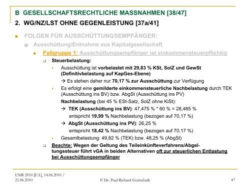 Offene und verdeckte Gewinnausschüttungen - gottschalk ...