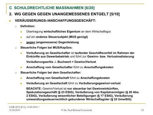 Offene und verdeckte Gewinnausschüttungen - gottschalk ...