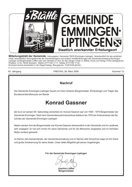 Konrad Gassner - Emmingen-Liptingen