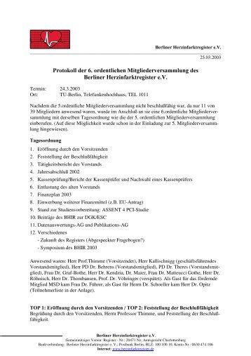 Protokoll der 6. ordentlichen Mitgliederversammlung des Berliner ...