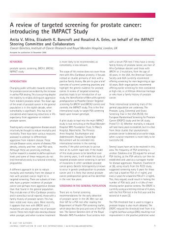 A review of targeted screening for prostate cancer - IMPACT Study ...