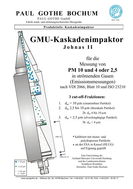 GMU-Kaskadenimpaktor Johnas II - Paul Gothe GmbH