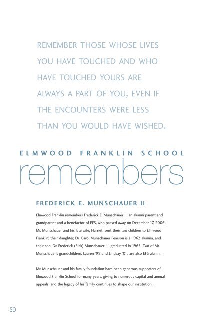 ELMWOOD FRANKLIN SCHOOL ANNUAL REPORT - The Elmwood ...