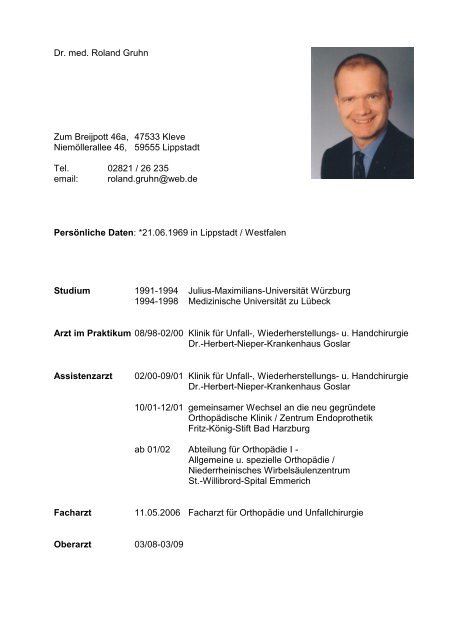 Dr. med. Roland Gruhn Zum Breijpott 46a, 47533 Kleve ...