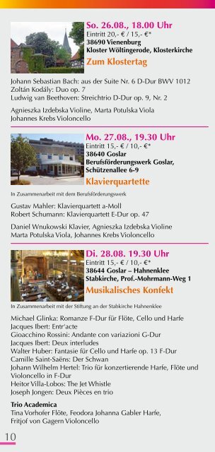 Flyer 2012 - Internationales Musikfest Goslar - Harz