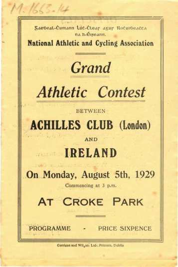 Grand Athletic Contest - 5 August 1929