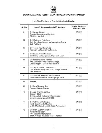 Board of Studies - The Swami Ramanand Teerth Marathwada ...