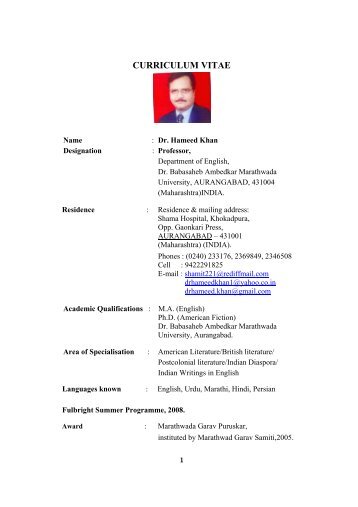 curriculum vitae - Dr.Babasaheb Ambedkar Marathwada University ...