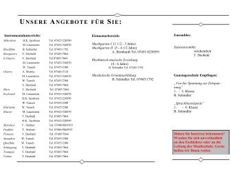 Weitere Informationen finden Sie in der PDF Musikschule