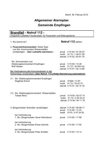 Alarmplan Gemeinde Empfingen allgemein (2012)