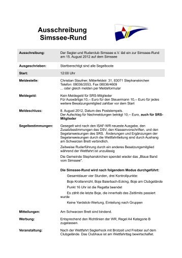 Ausschreibung Simssee-Rund - SCS - Seglerclub Simssee e.V.