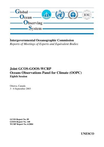 Joint GCOS-GOOS-WCRP Oceans Observations Panel for ... - WMO