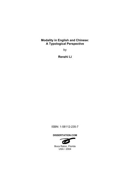 Modality In English And Chinese Li Renzhi Dennis - 