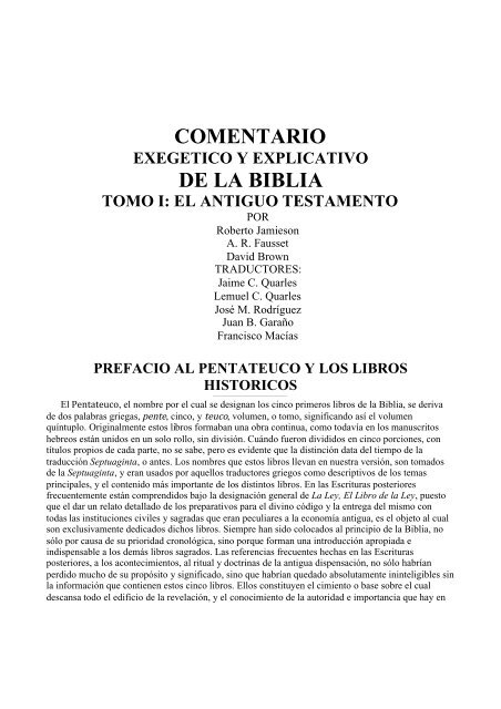 Comentario Exegético Y Explicativo De La Biblia