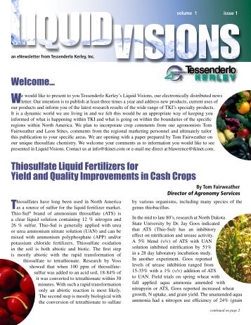 Thiosulfate Liquid Fertilizers for Yield and Quality Improvements in ...