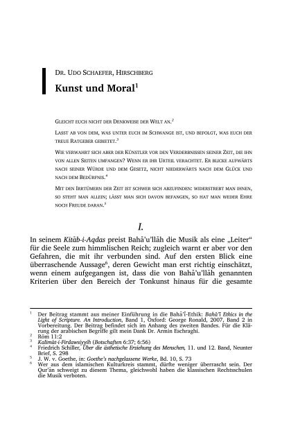 Kunst und Moral - Udo Schaefer