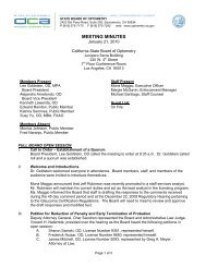 State Board of Optometry - Meeting Minutes for January 21, 2010