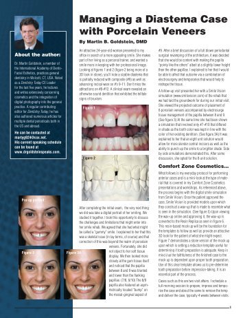 Diastema Case with Porcelain Veneers (.pdf) - Dr. Martin B. Goldstein