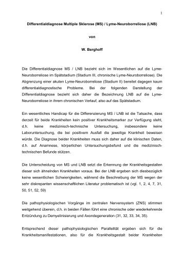 Differentialdiagnose Multiple Sklerose (MS) / Lyme-Neuroborreliose ...