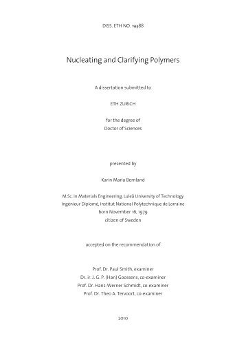 Nucleating and Clarifying Polymers - Polymer Technology