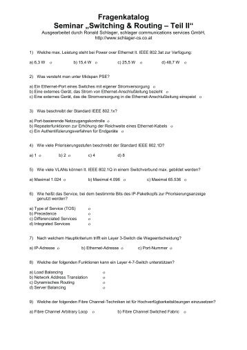 Fragenkatalog Seminar „Switching & Routing – Teil II“