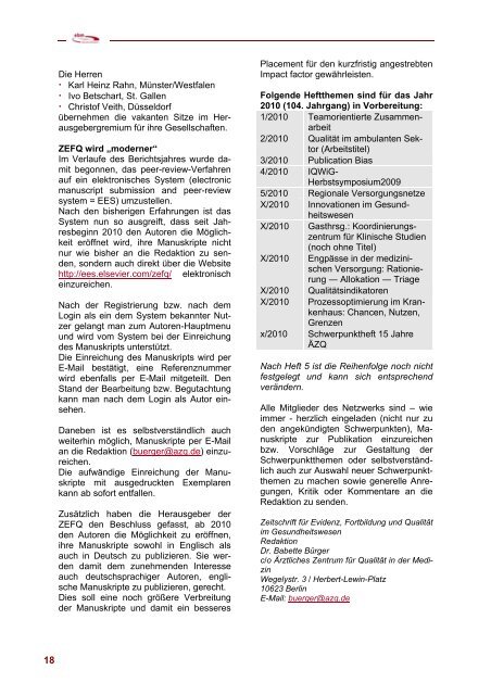 Jahresbericht 2009 - Deutsches Netzwerk Evidenzbasierte Medizin eV