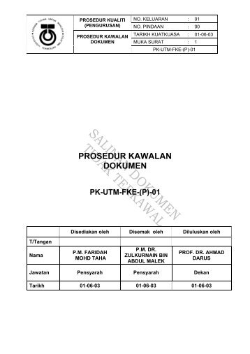 P 01 Prosedur Kawalan Dokumen - FKE