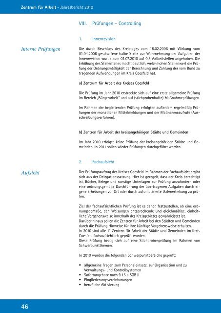 Jahresbericht 2010 zur Umsetzung des SGB II - Kreis Coesfeld