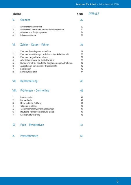 Jahresbericht 2010 zur Umsetzung des SGB II - Kreis Coesfeld