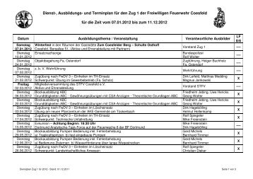 Dienstplan für den Löschzug 1 für 2012 - Freiwillige Feuerwehr ...