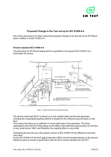 Proposed Change to the  Test set-up for IEC 61000-4-4 - EM Test