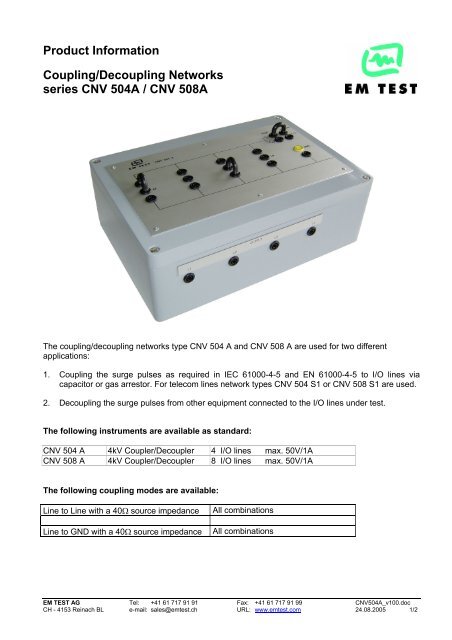 Product Information - EM Test