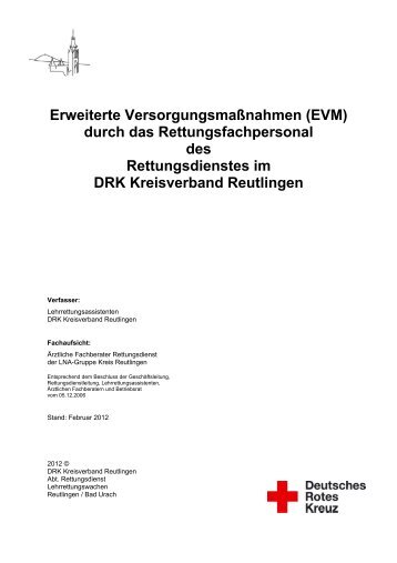 Erweiterte Versorgungsmaßnahmen (EVM) durch ... - DRK Reutlingen