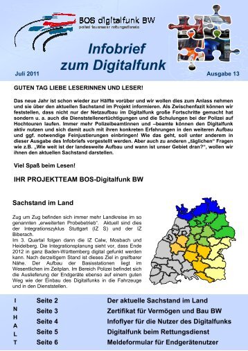 Ausgabe 13 vom Juli 2011 - Digitalfunk Baden-Württemberg