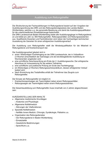 Gesamtausbildung - DRK-Landesschule Baden-Württemberg
