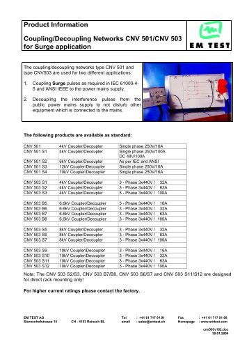 Product Information Coupling/Decoupling Networks CNV ... - EM Test