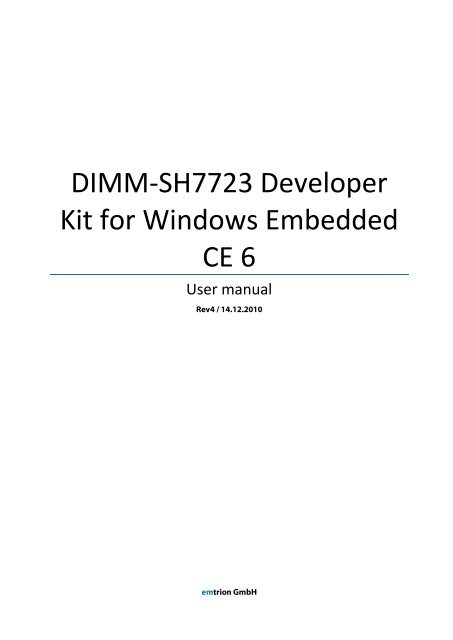 DIMM-SH7723 Developer Kit for Windows Embedded CE 6 - emtrion