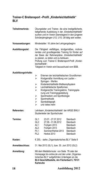 AUS- UND FORTBILDUNG - Badischer Leichtathletik-Verband e.V.