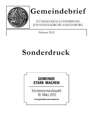 Gemeindebrief Sonderdruck - Johannes-Kirche Sahlenburg