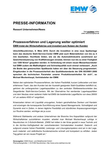 PRESSE-INFORMATION - EMW Eisen- und Metallhandel GmbH