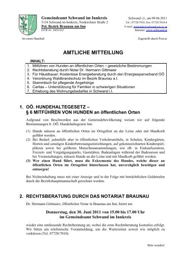 Amtliche Mitteilung 5/2011 (774 KB) - Gemeinde Schwand