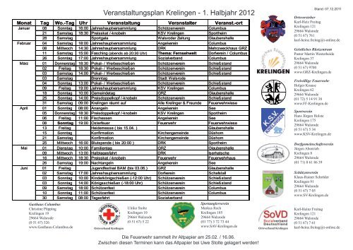 Veranstaltungen - Sportanglerverein Krelingen