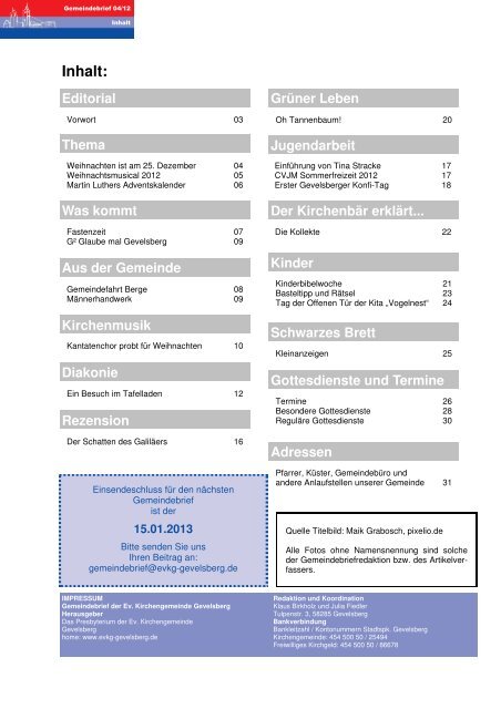 Gemeindebrief 4 2012 - der evangelischen Kirchengemeinde ...