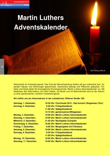 Gemeindebrief 4 2012 - der evangelischen Kirchengemeinde ...