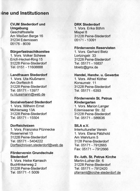 VERANSTALTUNGSKALENDER 2011 für Stederdorf - Wendesse