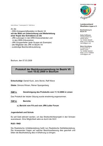 Protokoll der Bezirksversammlung im Bezirk VII vom 18.02.2009 in ...