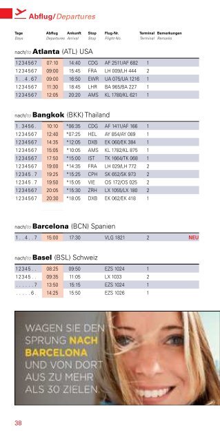 Flugplan/Timetable - Hamburg