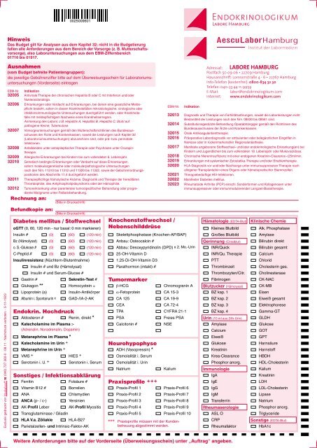 Anforderungsschein Internistische Endokrinologie - Endokrinologikum