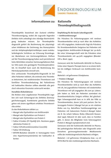 Rationelle Thrombophiliediagnostik - Endokrinologikum