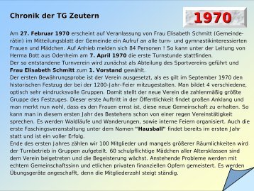 Chronik der TG Zeutern - Turngemeinschaft Zeutern 1970 eV